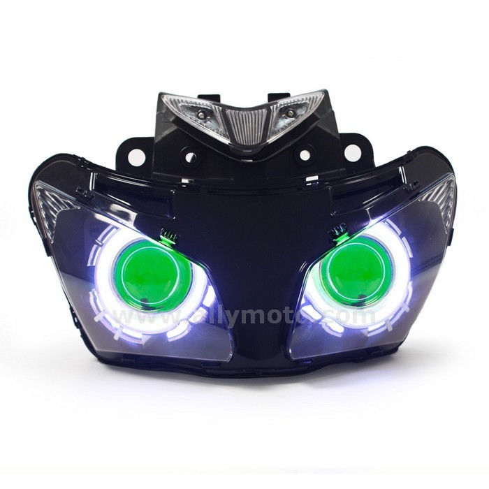 002 Headlight Honda Cbr500R 2013 2014 2015 Dual Led Angel Halos Eye Green Demon Eye 002 Headlight Honda Cbr500R 2013 2014 2015 Dual Led Angel Halos Eye Green Demon Eye